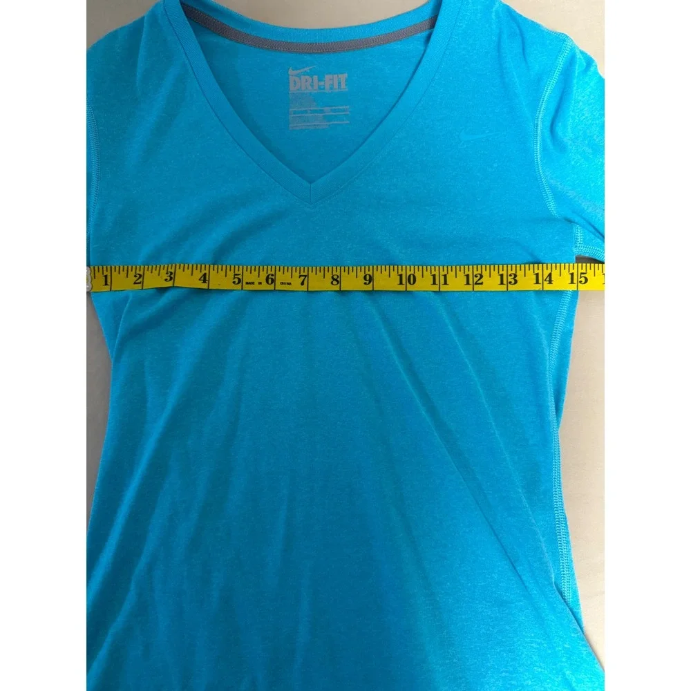 Nike Dri-FIT Womens V-Neck Long Sleeve Training Shirt Turquoise Heather XS